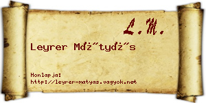 Leyrer Mátyás névjegykártya